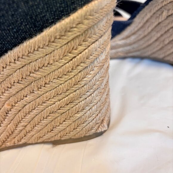 Christian Siriano Denim Espadrille Wedge Sandals Adjustable Ankle Strap Size 9.5 - Picture 11 of 11